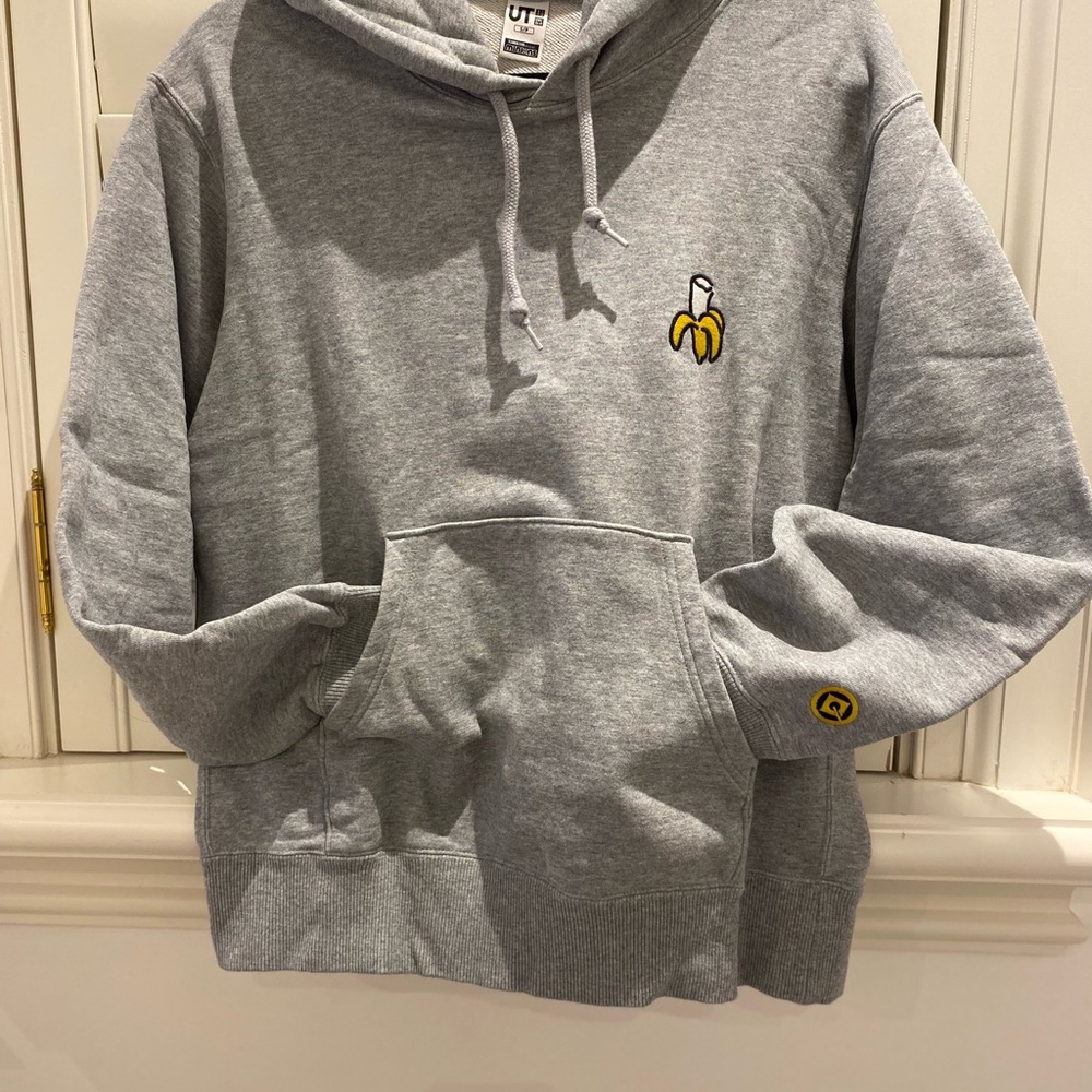 Gray Hoodie with Banana Embroidery